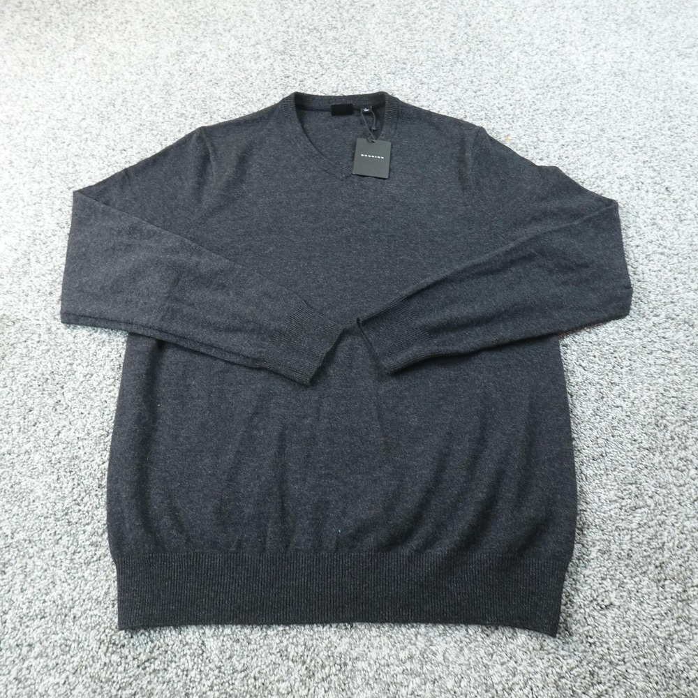 NEW Dunning Sweater Mens L Gray Merino Wool Cashmere V Neck Golf Pullover Knit